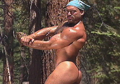 *Video:big muscled gay working in the woods showing his hot body